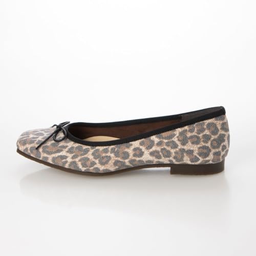 IK Plus Women's Leopard Fabric Ballet Flats, Size 120, 23.0 cm, 2E