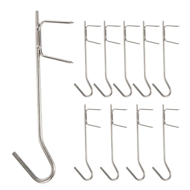 

10Pcs/set Hooks for Fish Smoking, Stainless Steel Smoking Hooks, Trout, Hooks, Smoking Hooks, Fishing Smoking Hooks Set 1