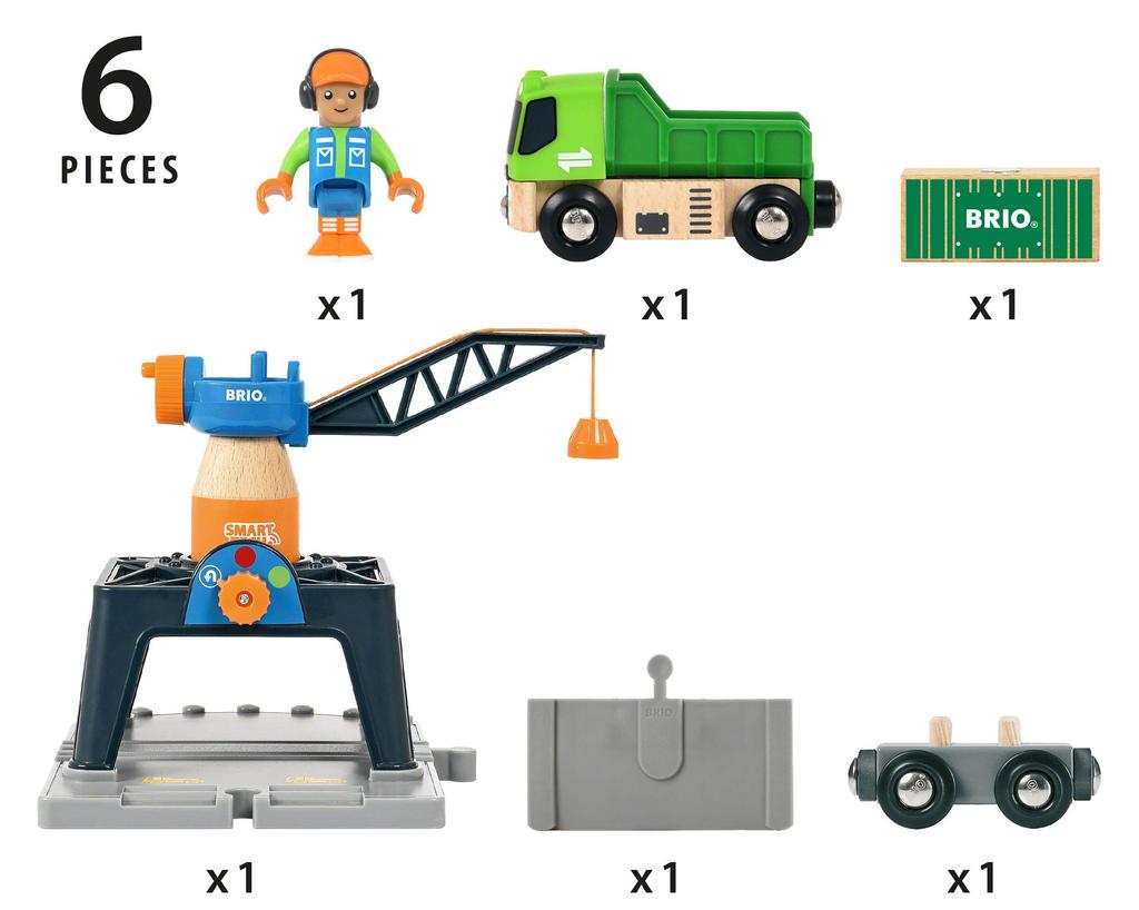 BRIO WORLD Smart Tech Tower Crane [Wooden Rail Toy] 33962