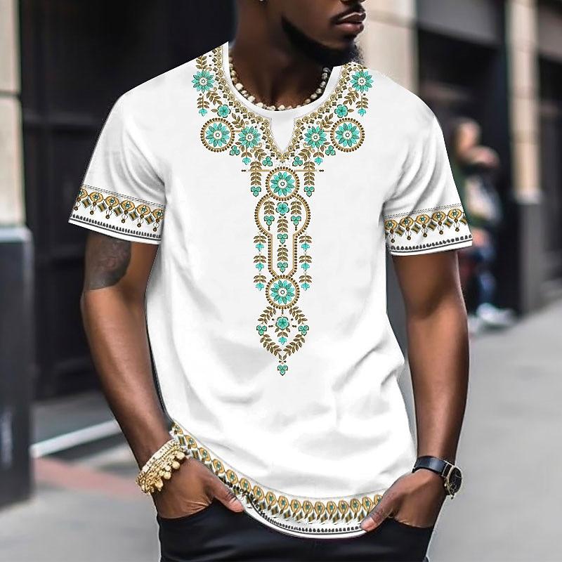 Men s Graphic Boho T Shirt Short Sleeve T shirt 3D Print Crew Neck Shirt Vintage Designer Ethnic Outdoor Daily XL