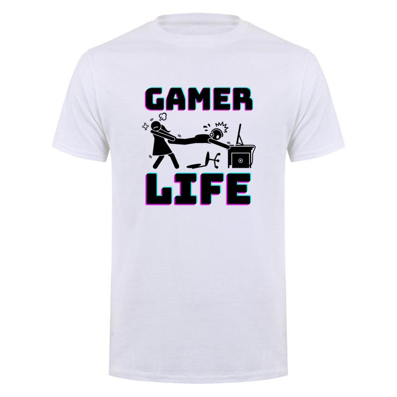Gamer Life T Shirt Funny Video Game Player Gaming Lifestyle Computer Console Cotton Tshirts Tee Da366