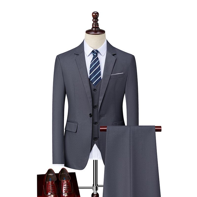 Men's Slim Fit Three-Piece Business Suit for Formal and Photography Events
