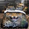 Wild Animal Duvet Cover Set King Queen Twin Full Size 3D Print Tiger Lion Leopard Beast Polyester Bedding Set for Kids Boys Teen