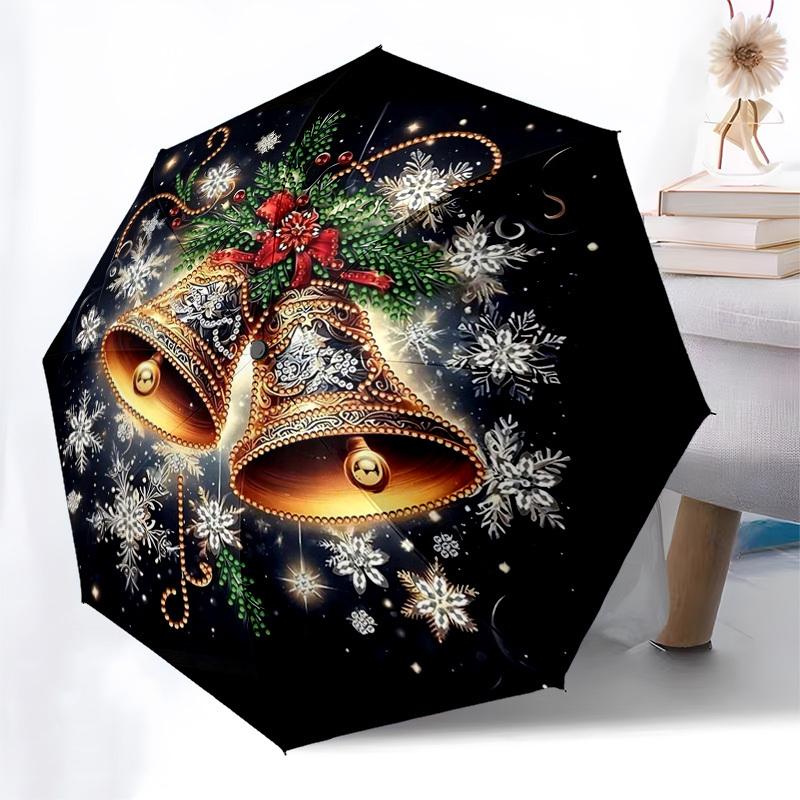 

1pc Christmas Snowman Design Automatic Opening Folding Umbrella with Holly Berries, 8 Bone Iron Frame, Outdoor, Festive Gift for Fans, Travelers, Dail