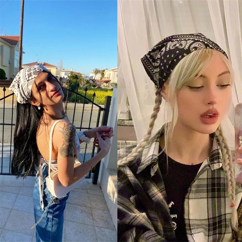 Bohemian Style Paisley Pattern Head Wraps Triangular Geometric Printed Hair Scarves Ethnic Fashion Outdoor Elastic Bandanas