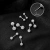 Silver Needle Spiral Cartilage Stud with Diamond for Women