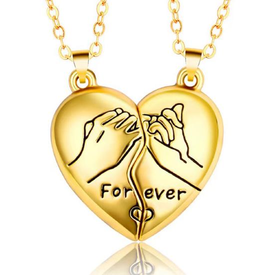 1 Paar Partnerkette Persönlichkeit Geometrisch Pinky Promise Haltung Mode Magnetisch Liebesherz Anhänger Halskette Schmuck Zubehör