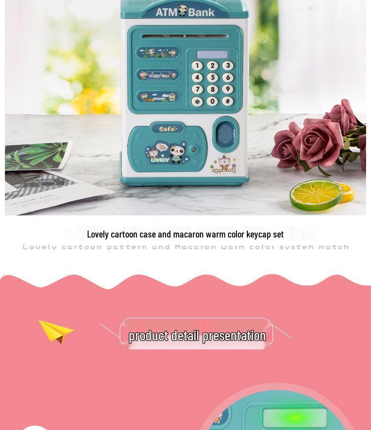 Children's Fingerprint Piggy Bank: Multifunctional Electric Coin Safe & Password Box Toy