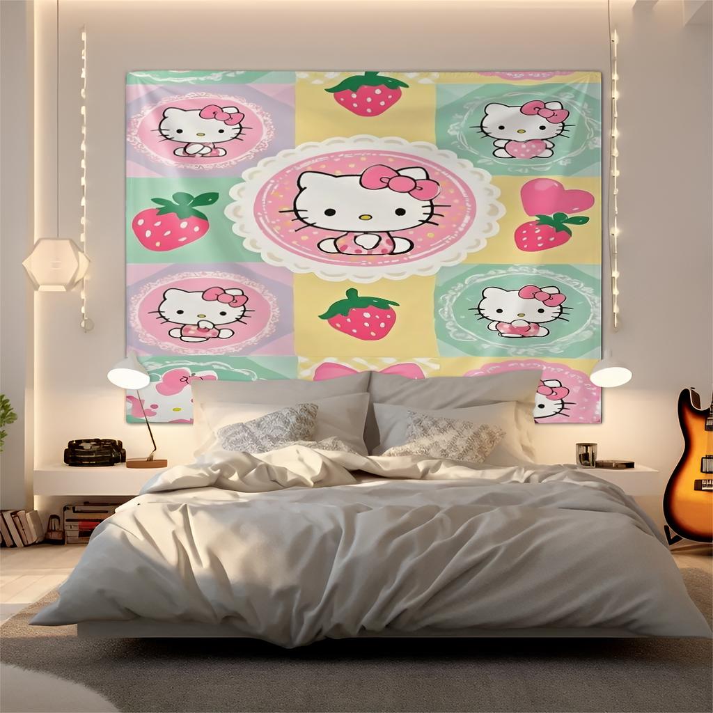 Kawaii Sanrio Tapestry Cute Hello Kitty Cinnamoroll Wall Hanging for Bedroom Dorm Decor