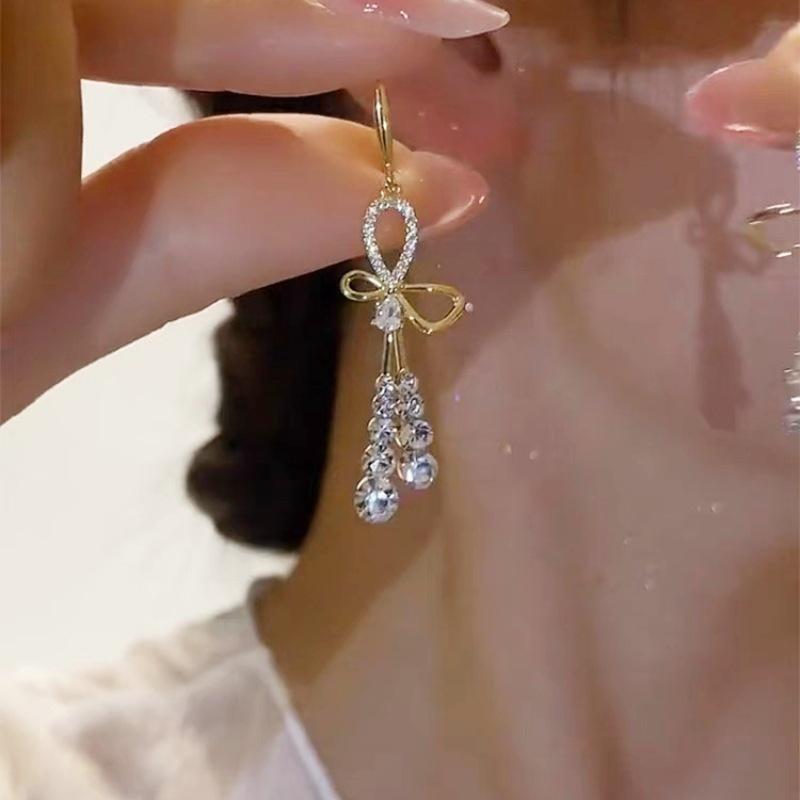 Crystal Trendy Butterfly Tassel Earrings Exquisite Design Graceful And Stylish Versatile And Luxurious French Dcor Ear