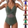 Women's Color Mesh Bikini One-Piece Swimsuit