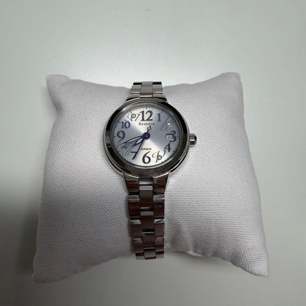 Used CASIO SHEEN watch solar charging function with date