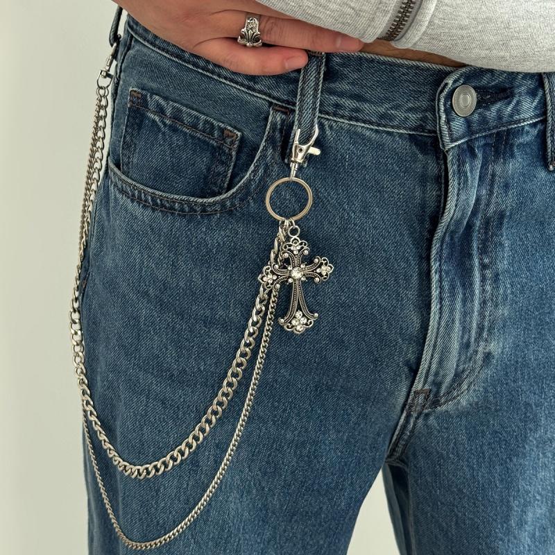 Punk Style Cross Waist Chains for Women Unisex Personality Metal Trousers Chain Gifts Accessories