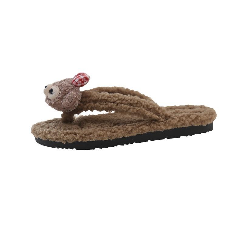 Internet celebrity soft bottom student couple hairy drag home non-slip cartoon winter thick bottom ins girl dormitory cotton slippers