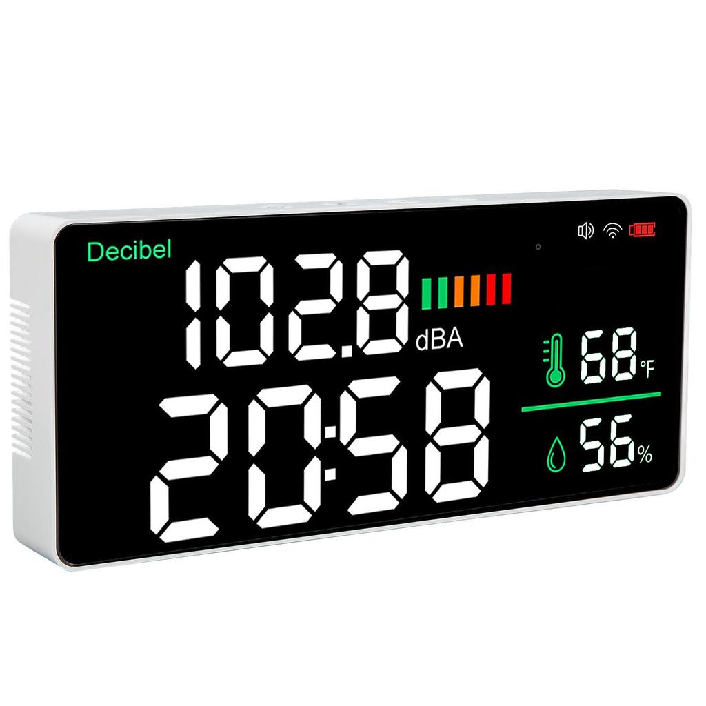 LED Decibel Meter 2.4G WiFi Wall Mounted 11 Inch LED Temperature Humidity Time Display Sound Level Meter for Tuya