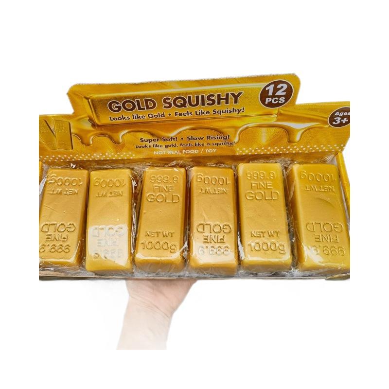 Simulate Gold Brick Squeeze Slow Rising Stress Relief Toy Realistic Gold Bar Anti-Anxiety Fidget Toy Party Favors