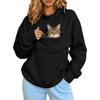 Top da gatto nuovo con cappuccio ampio manica lunga con cerniera tasca pile termico