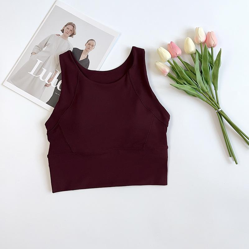 Women's Nude Feel Integrated Sports Bra Yoga Vest - Breathable, Shockproof, with Fixed Chest Pad