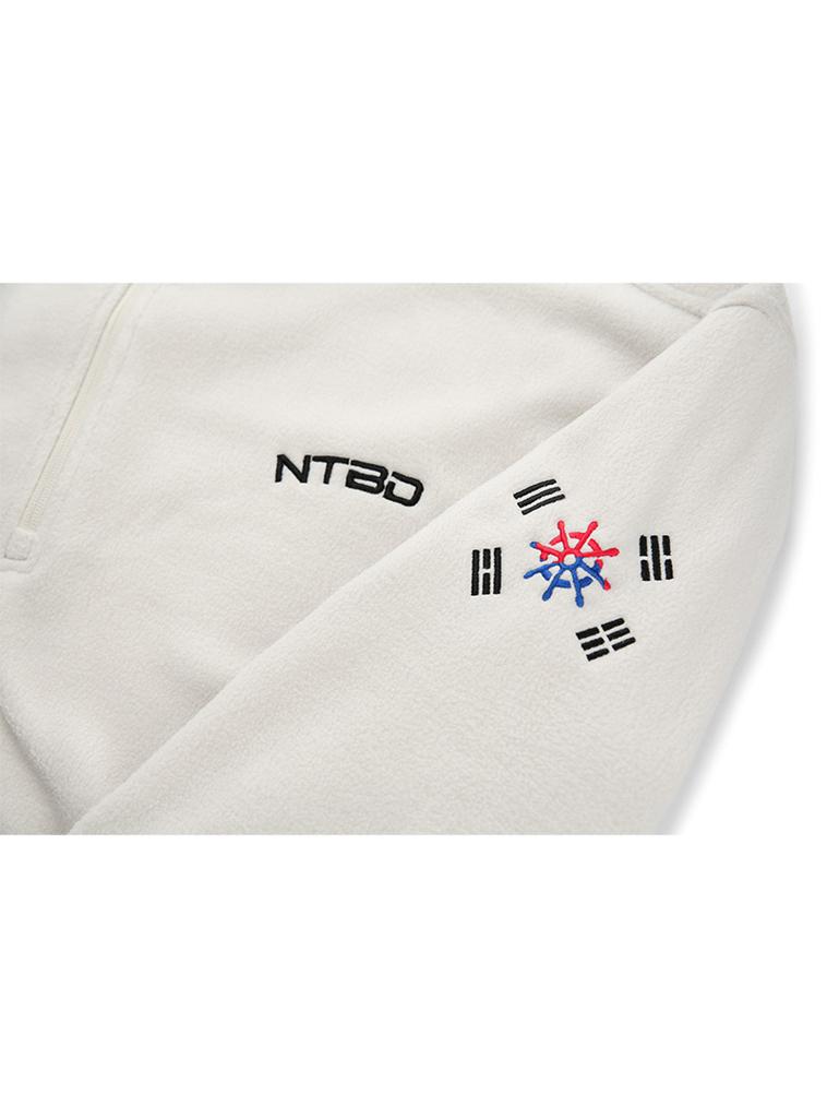 Notbad Korea Taegeuk Embroidered Half-Zip Fleece - Ivory