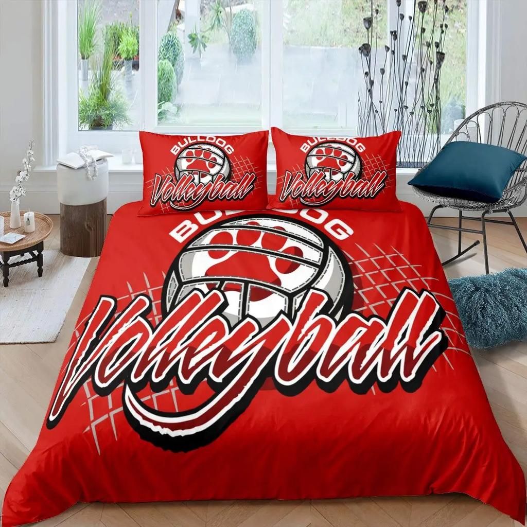 Voleybal Soft Duvet Cover Set Microfiber Sports Bal Theme Fire Plus Water Blend Voleybal Twin Beding Set Double Quen King-Sized Dimensionsd Dimensions