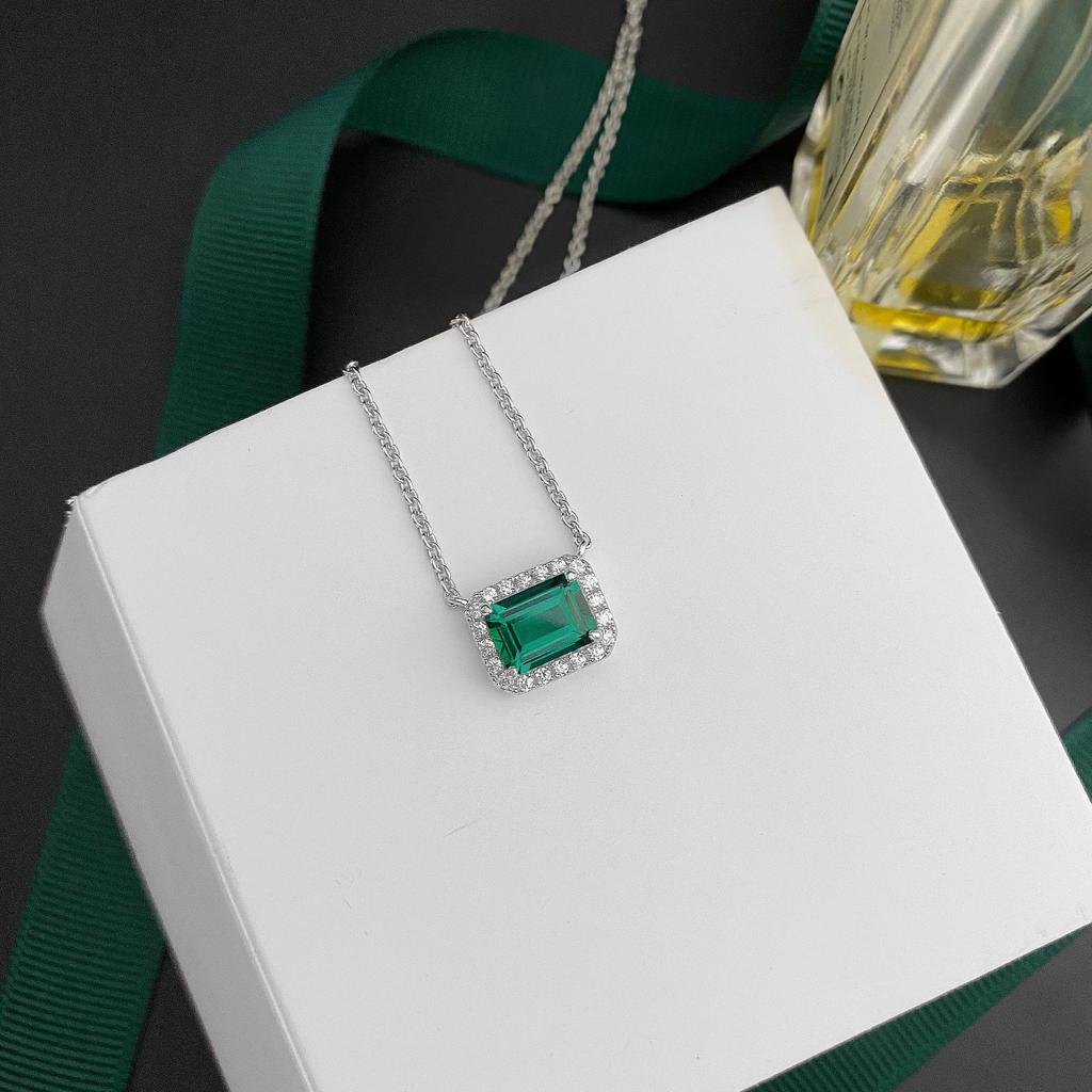 Gica Gema Emerald Necklaces 925 Sterling Silver 6*8mm Pendant Unique Design Romantic Fine Jewelry Wedding Party Gifts New Trend