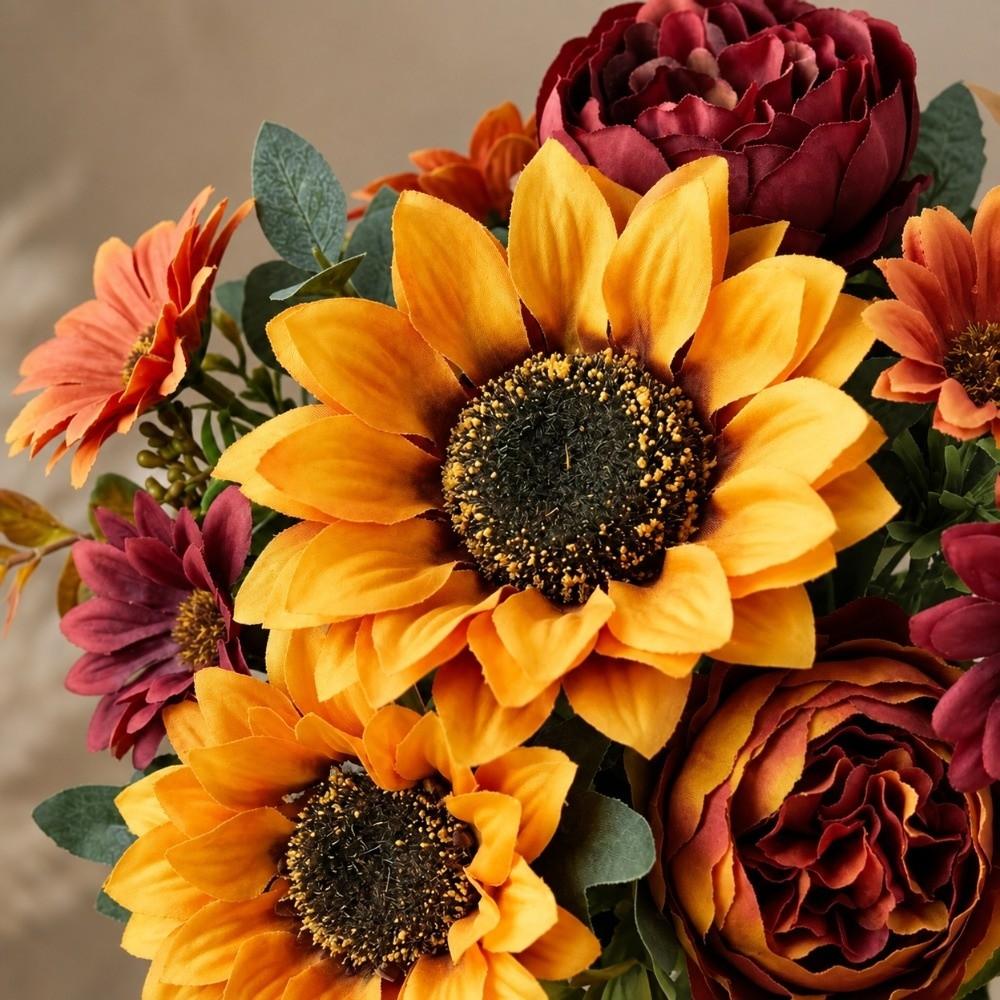 Autumn Theme Artificial Sunflowers Sunflower & Daisy Mix Fake Flower Decor Hotel Decor