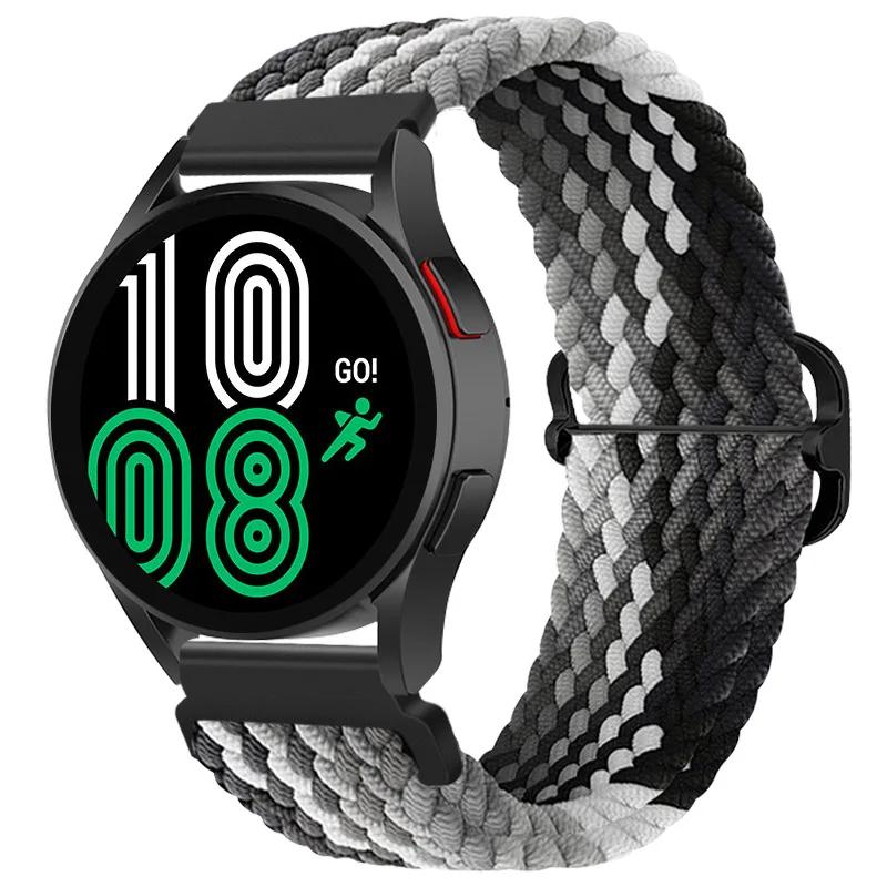20mm Braided Solo Loop Strap for Samsung Galaxy Watch 6/5/4 44mm 40mm/Classic 47mm 43mm 46mm42mm Nylon Bracelet Watch 5 Pro 45mm