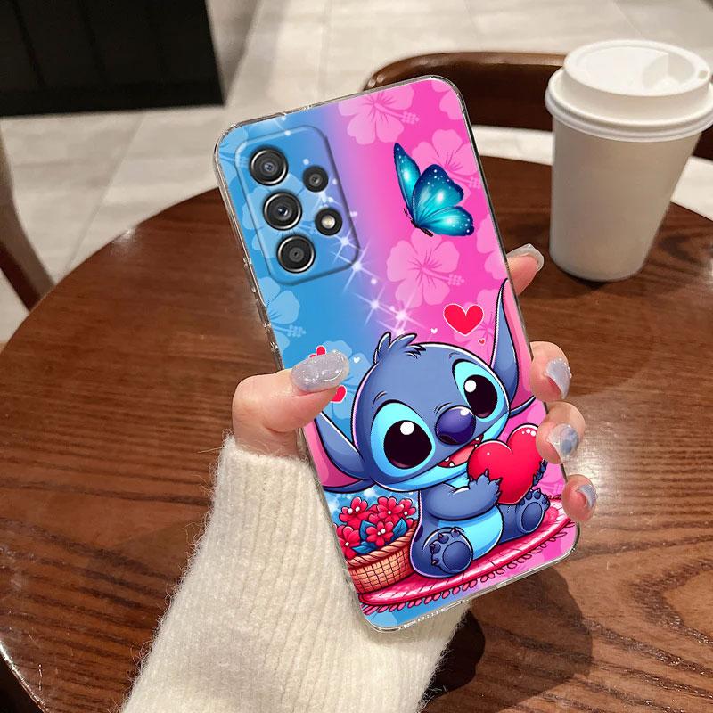 Stitch Clear Case für Samsung Galaxy A57 A37 A56 5G A36 Cases A55 A54 A35 A26 A07 A17 A16 A06 A34 A15 Stoßfeste Hülle Schmetterling