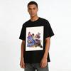 Cartoon Girls & Giant Beast Print Casual T-Shirt Unisex Loose Breathable Daily Top Pure cotton T-shirt