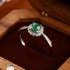 S925 Sterling Silver Egg Surface Ring Women's Natural Jadeite Dangerous Material Ice Cold Feeling New Chinese Ring Women