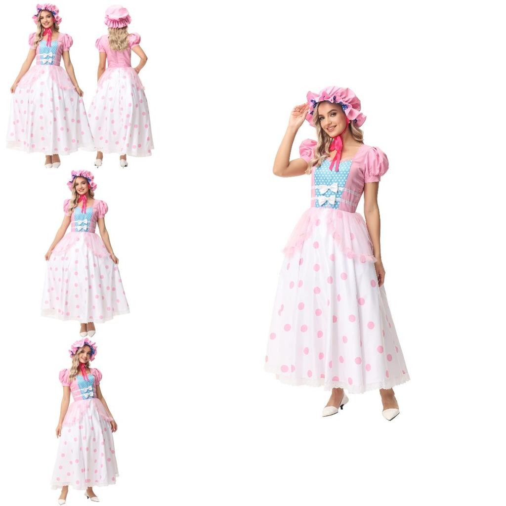 Pink Polka Dot Shepherdess Adult Cosplay Costume For Halloween Ymks Brand