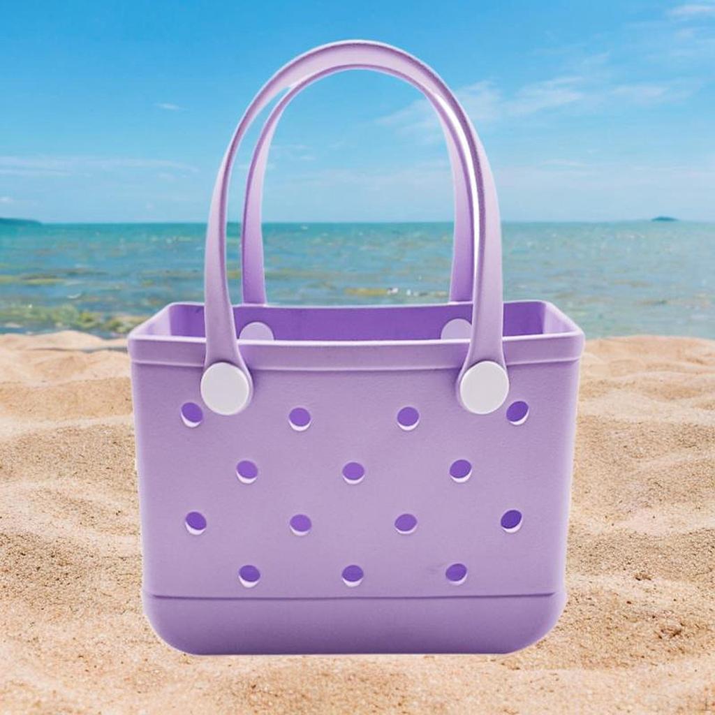 Beach Tote Bag Portable for Women Basket Travel Swimming Violet
