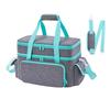 Large Capacity Double Layer Sewing Storage Bag with Adjustable Partitions Detachable Pouches and Shoulder Strap for Sewing Kits