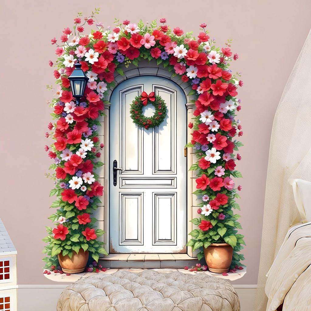 Creative Flower Door Living Room Bedroom Wall Beautification Home Decoration Stickers