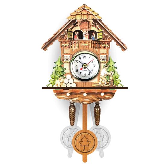 Antique Wooden Hanging Cuckoo Wall Time Alarm Clock Home Living Room Decoration