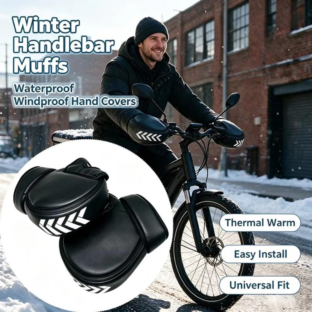 Waterproof Handlebar Hand Muffs Windproof Winter Handlebar Pogies E-Bike Travel