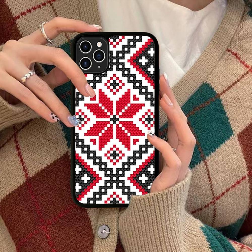 U-Ukraine Ornament Pattern Phone Case Silicone PC+TPU For For IPhone 11 12 13 14 15 16 Plus Pro Max Cover