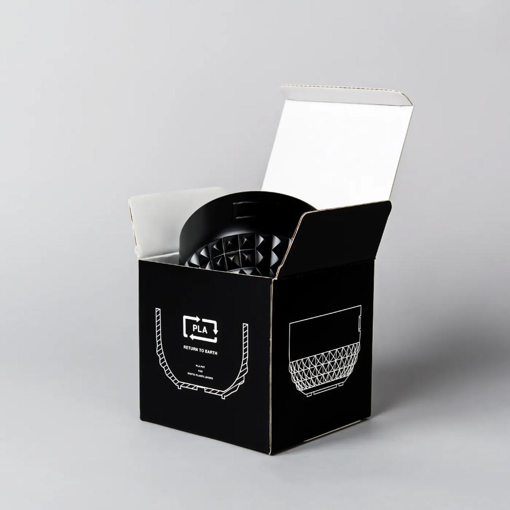 BOTANIZE PLA POT BOWL STUDS Black Black Plastic Pot for Agave Tuberous Bonsai 11cm Gracilis, Plants, Succulents, (Black)