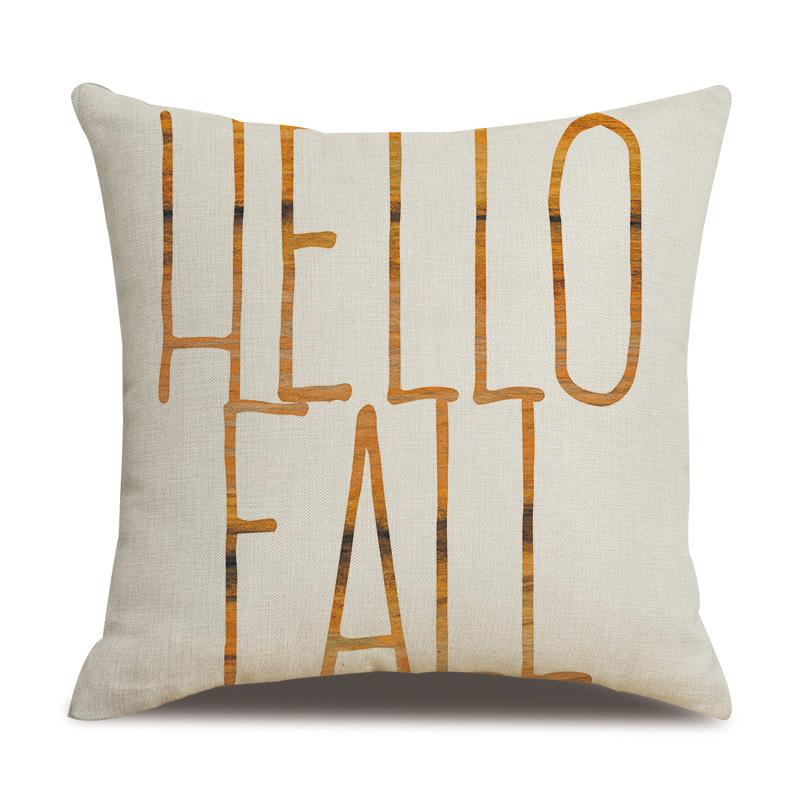 Thanksgiving Linen Pillowcase Autumn Pumpkin Print Pillow Cushion Cover