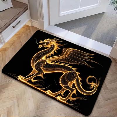 Suitable for Decorating Entrance Mats Vintage Home Decor Bohemian Style Use, Easy To Clean, Golden Dragon Valentine's Day 2026