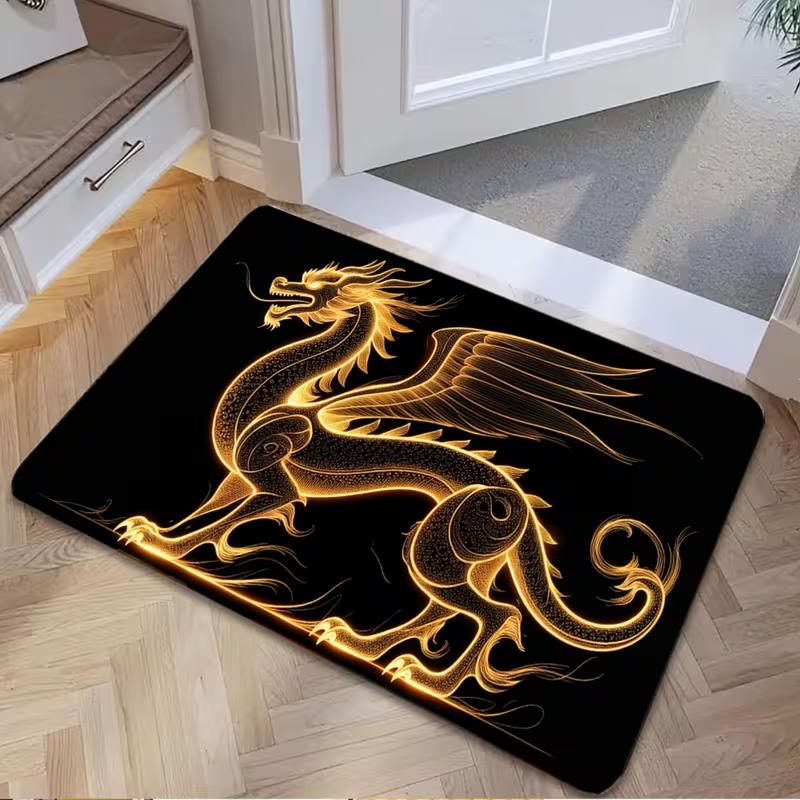

Vintage Western Dragon Welcome Door Mat Carpet Bathroom Bedroom Living Room Washable Bedroom Carpet Decorative Carpet Carpet 40cm x 60cm