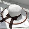 New big brim straw hat women's summer sunshade versatile bow seaside beach sunscreen straw sunscreen sun hat