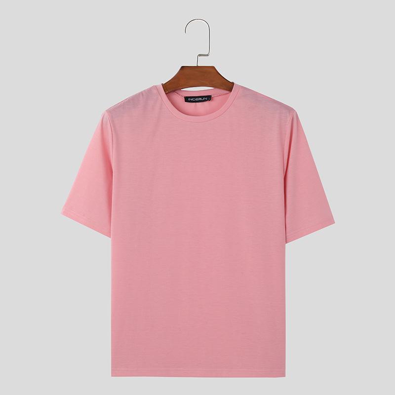 

INCERUN Летние мужские однотонные футболки с круглым вырезом и коротким рукавом XL