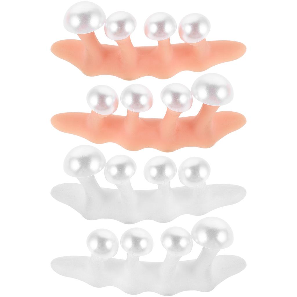 2Sets Silicone Toe Separators Pearl White Beige Soft Comfortable Toe Spreaders Pedicure Nail Art Tools Salon Home Use