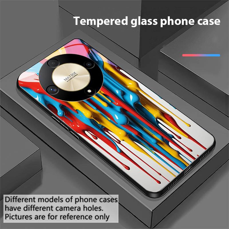 Color Ink Dot White For Honor Magic 6 50 70 90 Lite X7b 200 Pro Nova 10 Nova 5T X6 P30 Pura 70 Ultra Tempered Glass Phone Case