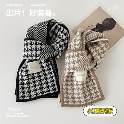 Qiandongge Scarf Season Girl Winter Advanced Sense Versatile Thickened Plaid Student Warm Scarf