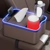 Scatola portaoggetti per bracciolo auto con porte di ricarica, luci LED multi-modalità, design ad alta capacità, organizer per console auto, custodia porta fazzoletti