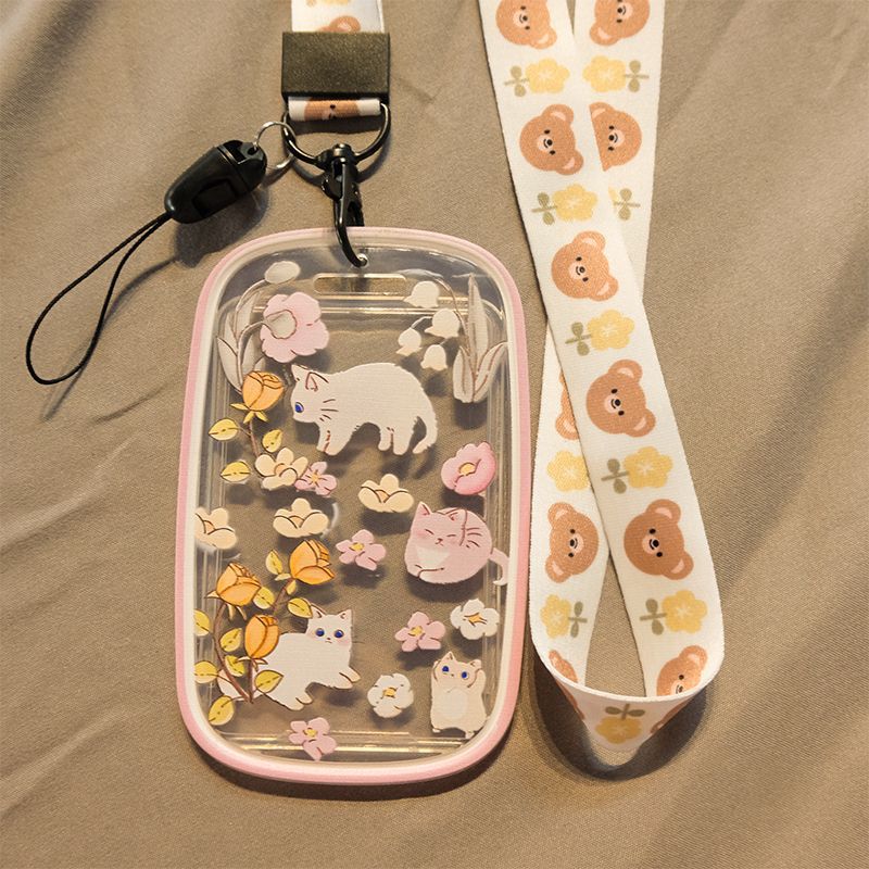 Kpop Idol držák na kartu Kawaii Kreslená kočka Rodinný přítel Organizér obrázků Měkká silikonová sběrnice Držák studentské karty Student