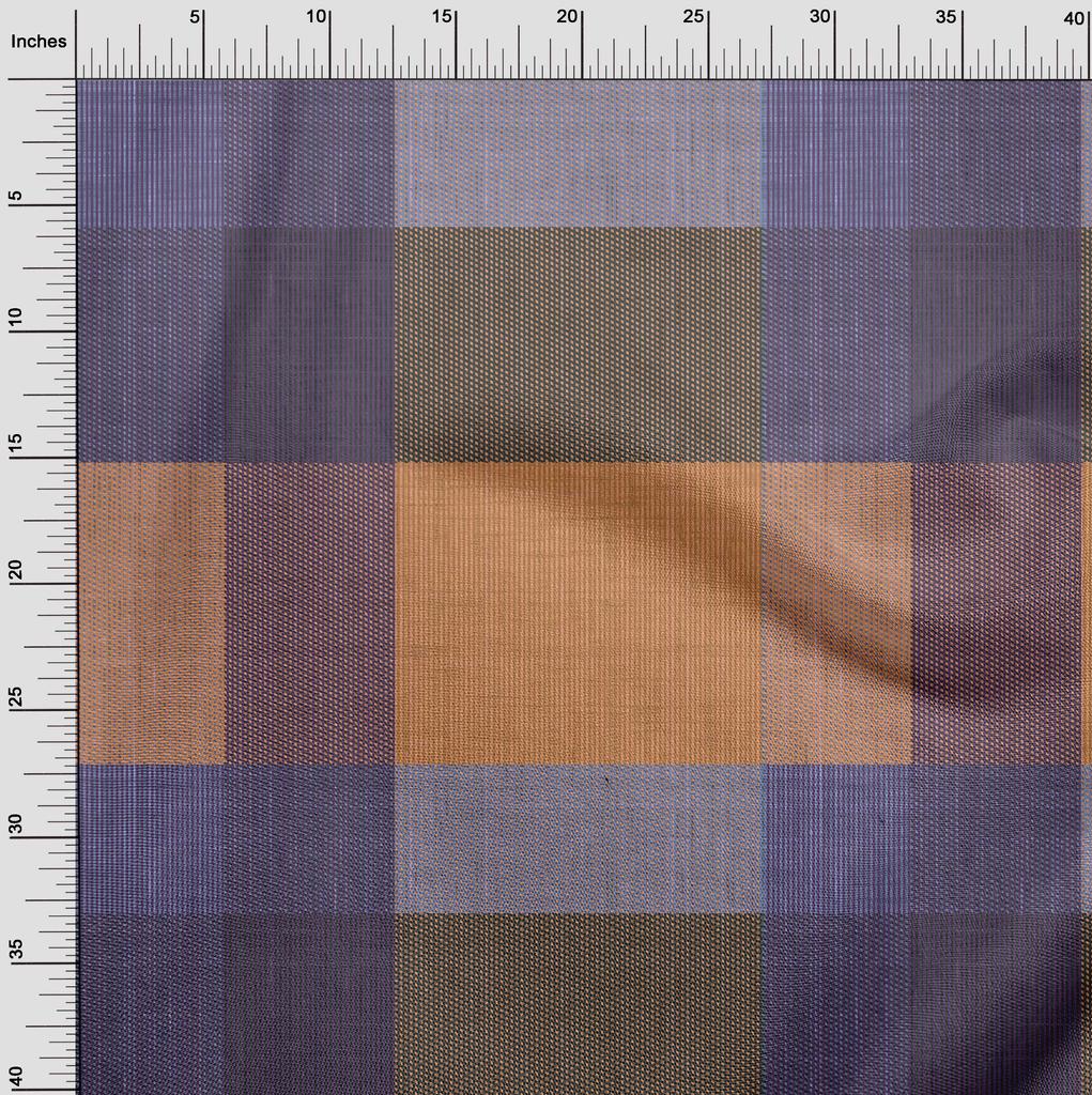 oneOone Cotton Flex Brown Fabric Check Sewing Material Print Fabric By The Yard 40 Inch