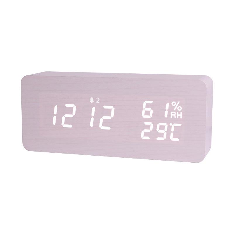 New Temperature and Humidity Clock Upgraded Version Wooden Snooze Alarm Clock Wooden Electronic Clock Temperature Digital Wooden Clock